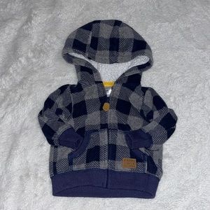 carters happy camper plaid hooded zip up sweater